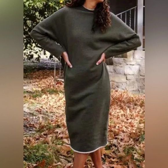 Frank & Eileen Dresses & Skirts - Frank & Eileen Isabelle Party Sweatshirt Dress Fleece Moss Green Melange Medium